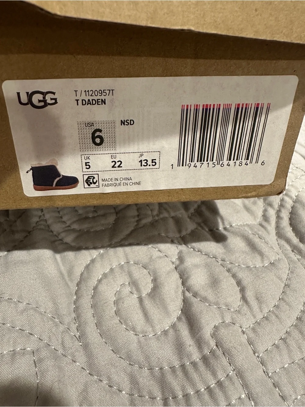 UGG Kids Navy Suede Shearling-Trim Booties